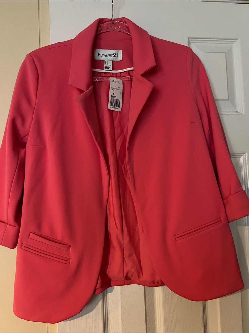 Forever 21 Bright Coral Open-Front Blazer